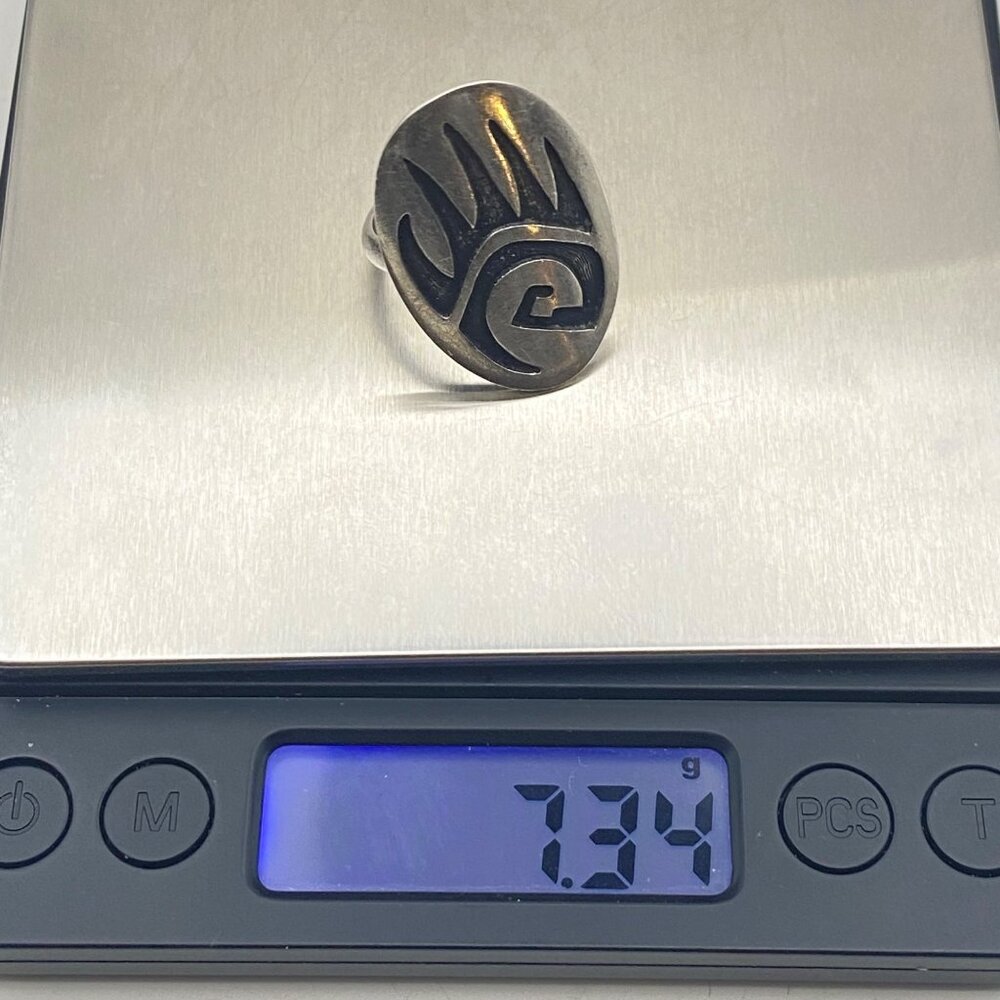 Hopi Gordon Honyestewa Sterling Silver Bear Paw Ring Native American Sz 9.75 Vtg - Picture 6 of 9
